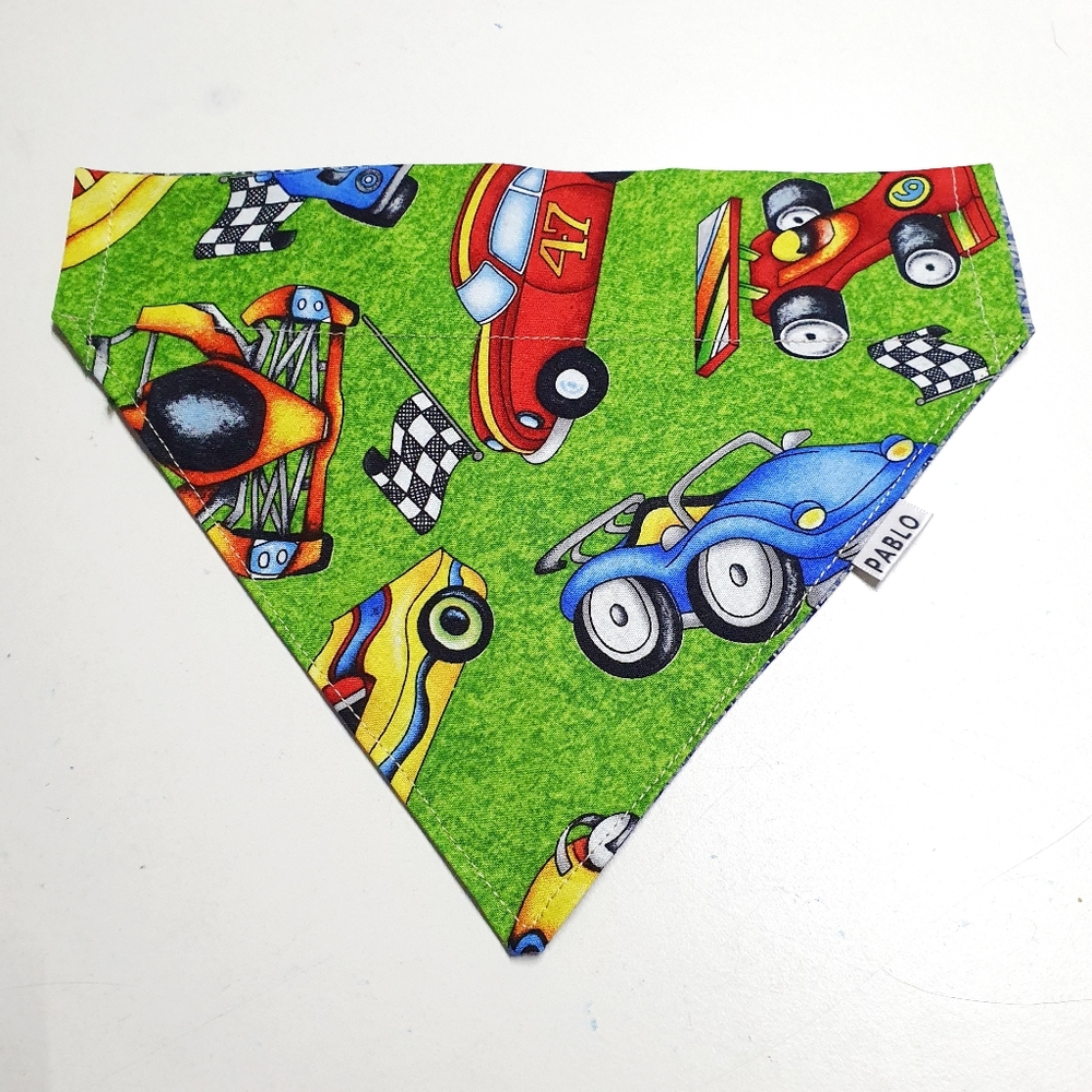 🐶 5 for $15 * Racing Cars Reversible Over The Collar Dog Bandana